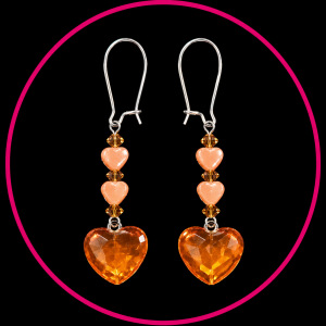 Amber & Orange Heart Earrings
