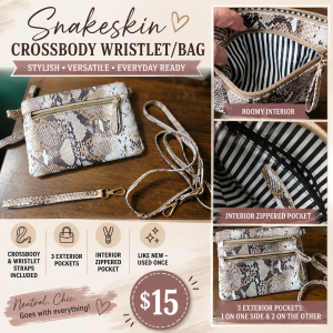 Snakeskin Crossbody Wristlet Bag