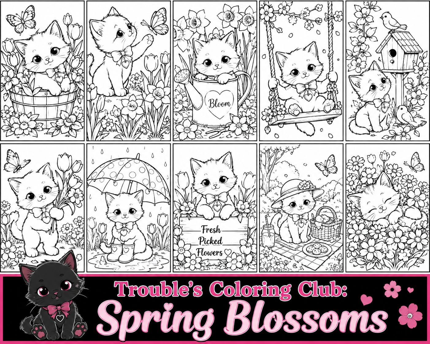 Trouble's Coloring Club: Spring Blossoms